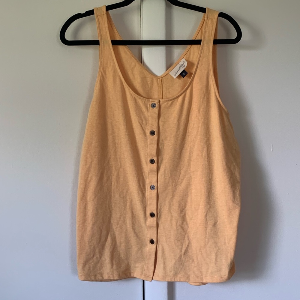 Button Front Scoop Neck Tank Top